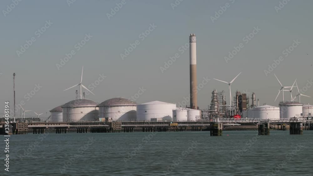Oil and gas storage silos in the port of Rotterdam, LNG and oil terminal Oil and gas storage silos in the port of Rotterdam, LNG and oil terminal