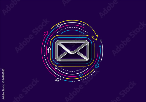 Abstract colorful line pattern design Email icon web design element.