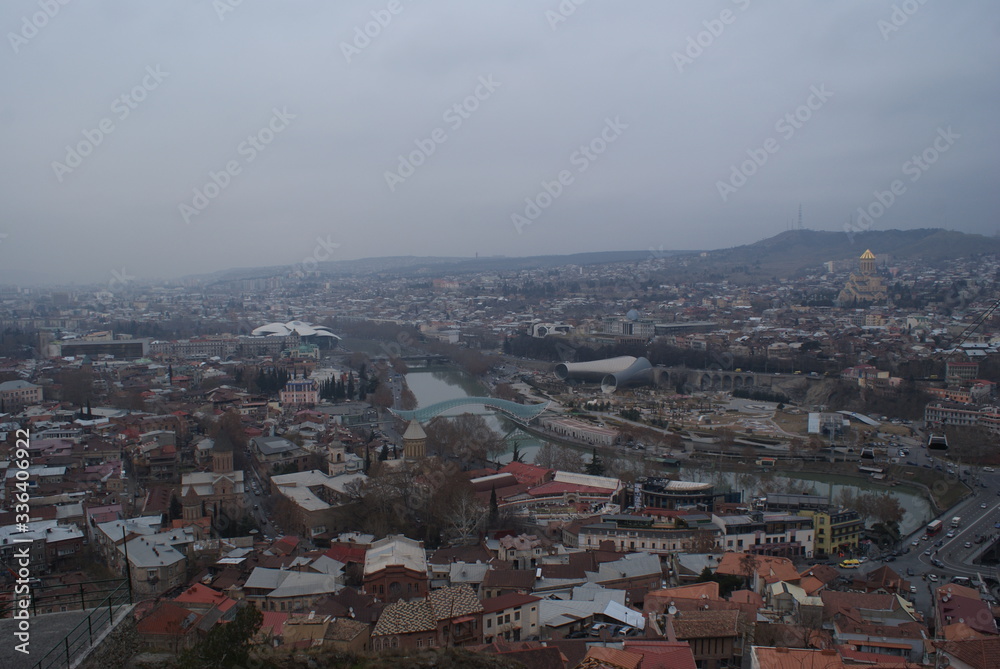 Naklejka premium Tbilisi is the capital of Georgia. Hills and streets
