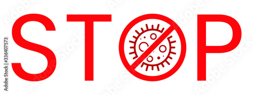 Wuhan Corona Virus Stop Text Warning Sign. Covid-19, nCOV, MERS-CoV Novel Coronavirus Block Stamp. Red Vector. Protection Symbol, Risk Zone. Chinese Pneumonia Disease Pandemic. Covid19