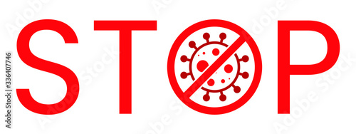 Wuhan Corona Virus Stop Text Warning Sign. Covid-19, nCOV, MERS-CoV Novel Coronavirus Block Stamp. Red Vector. Protection Symbol, Risk Zone. Chinese Pneumonia Disease Pandemic. Covid19