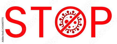 Wuhan Corona Virus Stop Text Warning Sign. Covid-19, nCOV, MERS-CoV Novel Coronavirus Block Stamp. Red Vector. Protection Symbol, Risk Zone. Chinese Pneumonia Disease Pandemic. Covid19