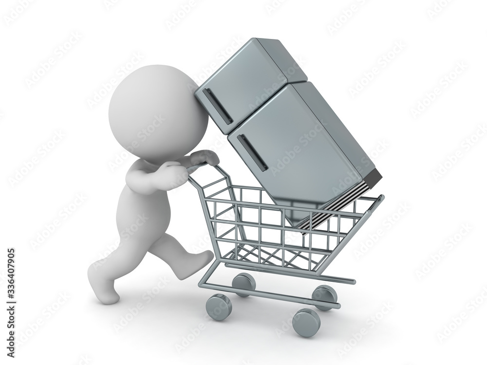 3D Character buying refrigerator 3D Character buying refrigerator
