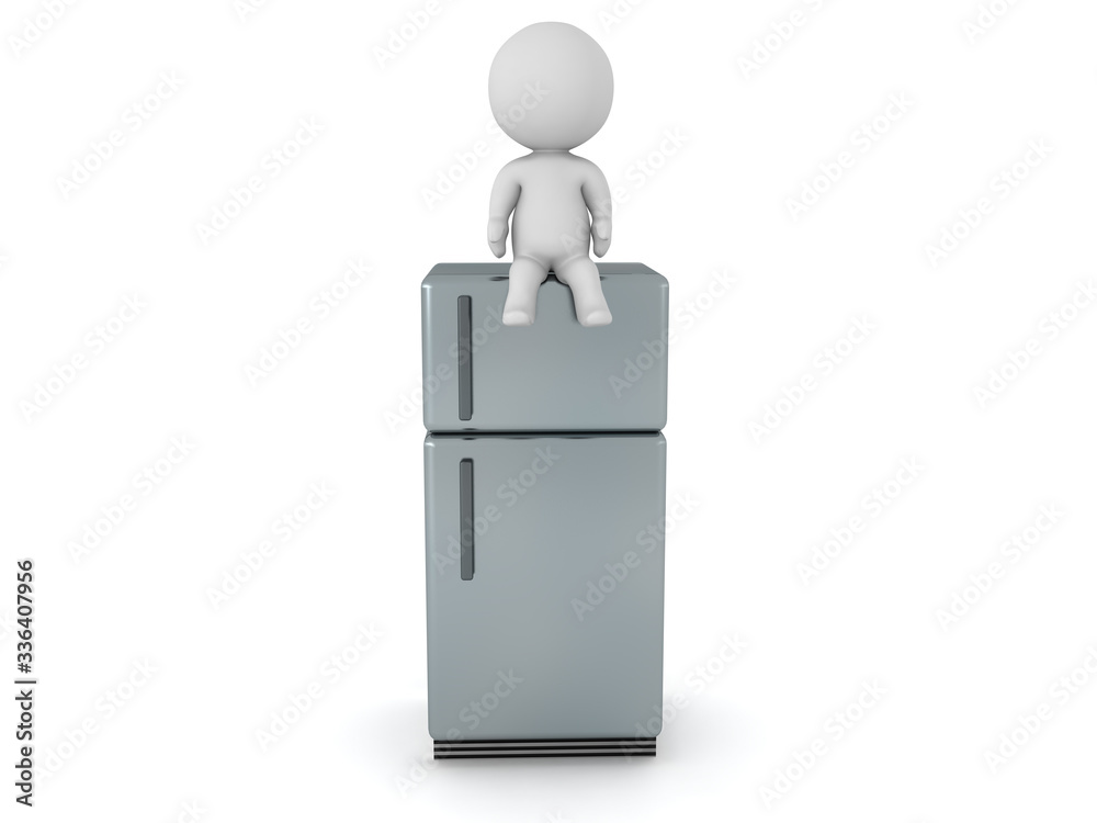 3D Character sitting on top of refrigerator 3D Character sitting on top of refrigerator