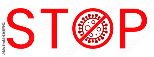 Wuhan Corona Virus Stop Text Warning Sign. Covid-19, nCOV, MERS-CoV Novel Coronavirus Block Stamp. Red Vector. Protection Symbol, Risk Zone. Chinese Pneumonia Disease Pandemic. Covid19