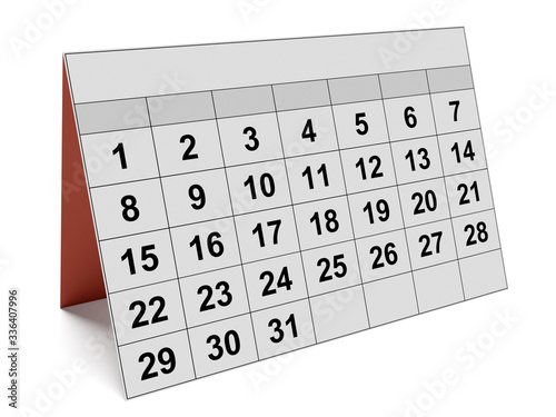 Abstract monthly calendar isolated on white