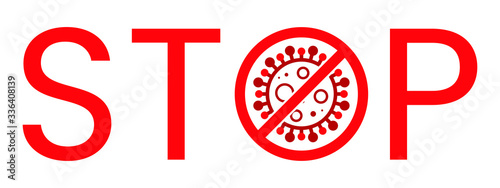 Wuhan Corona Virus Stop Text Warning Sign. Covid-19, nCOV, MERS-CoV Novel Coronavirus Block Stamp. Red Vector. Protection Symbol, Risk Zone. Chinese Pneumonia Disease Pandemic. Covid19