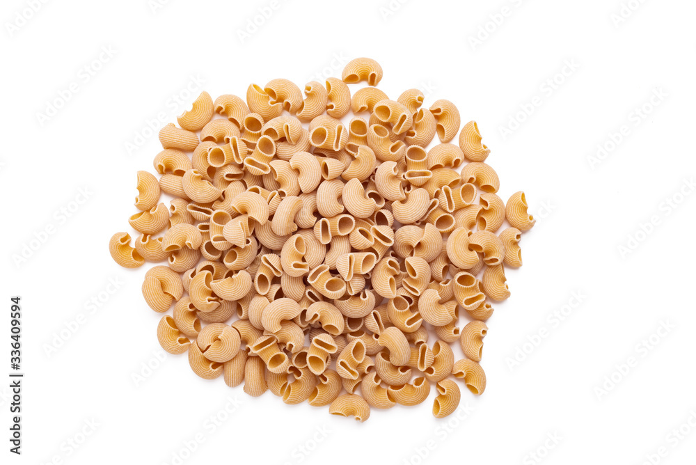 Whole grain pipe doppia rigatura pasta isolated over white. Clipping path at 300% Whole grain pipe doppia rigatura pasta isolated over white. Clipping path at 300%