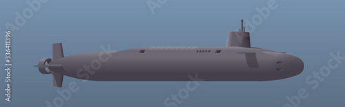 Vector submarine. Underwater warship. Isolated illustration