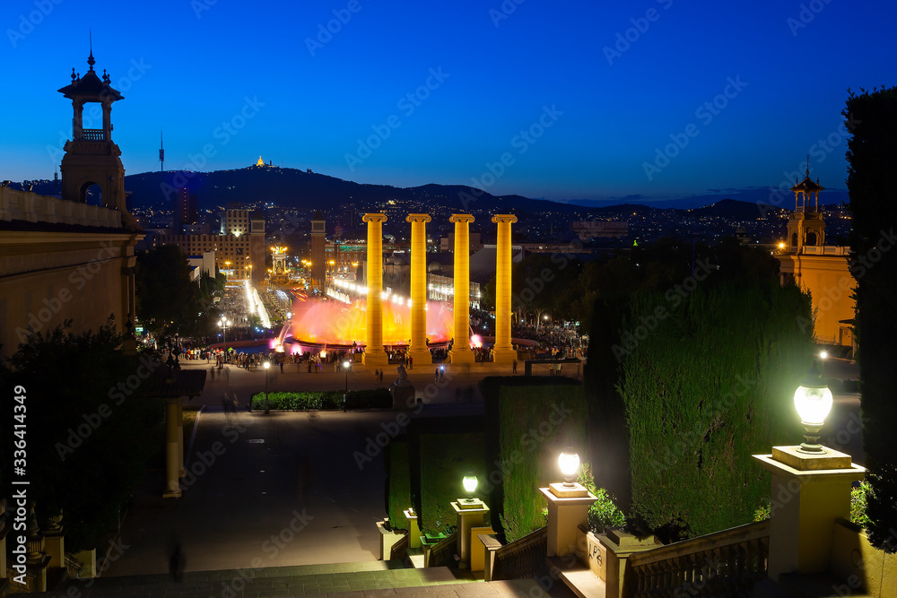 magic fountain view in the city of barcelona magic fountain view in the city of barcelona