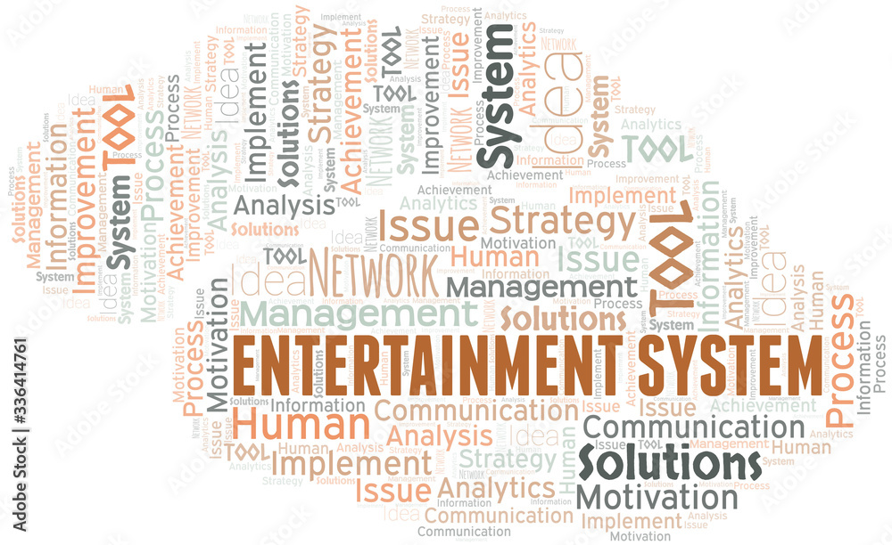 Obraz premium Entertainment System typography vector word cloud.