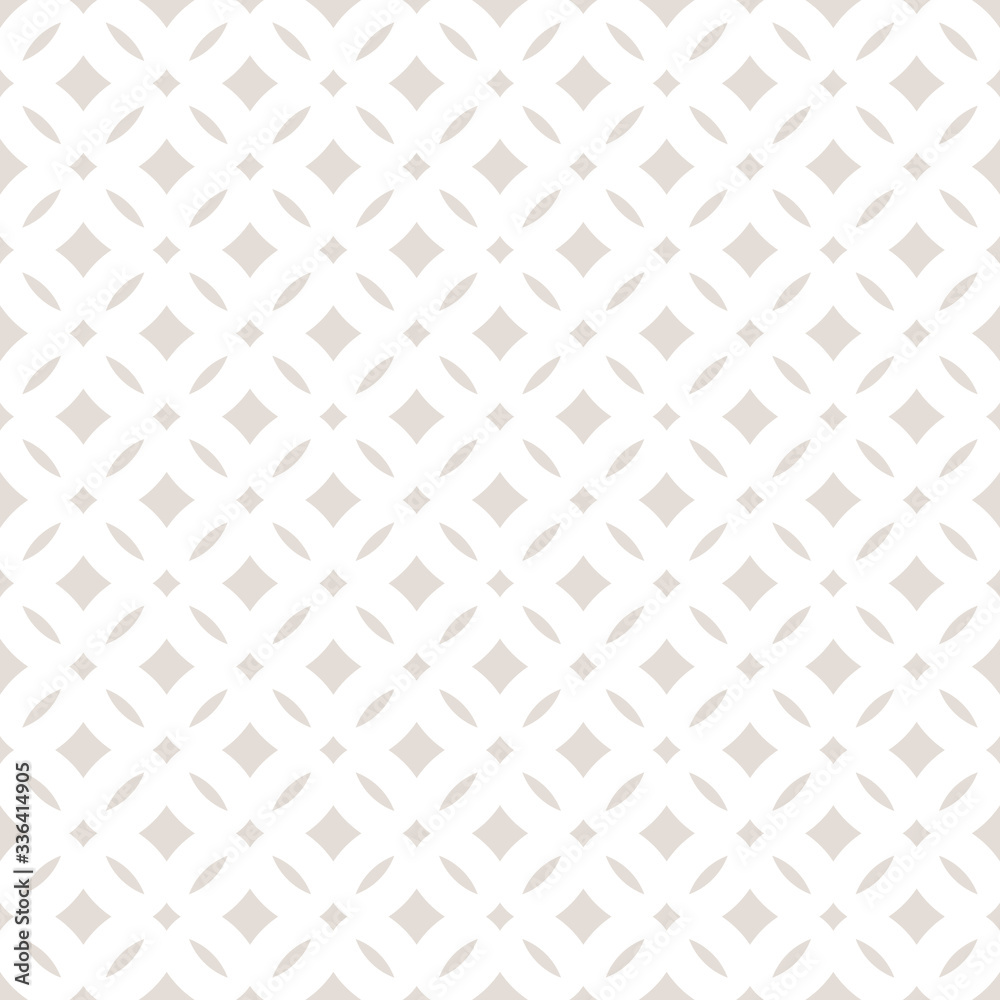 Subtle abstract seamless floral pattern. Vector beige and white pastel background. Simple geometric leaf ornament. Delicate luxury graphic texture with diamond shapes, grid. Design for decor, prints Subtle abstract seamless floral pattern. Vector beige and white pastel background. Simple geometric leaf ornament. Delicate luxury graphic texture with diamond shapes, grid. Design for decor, prints