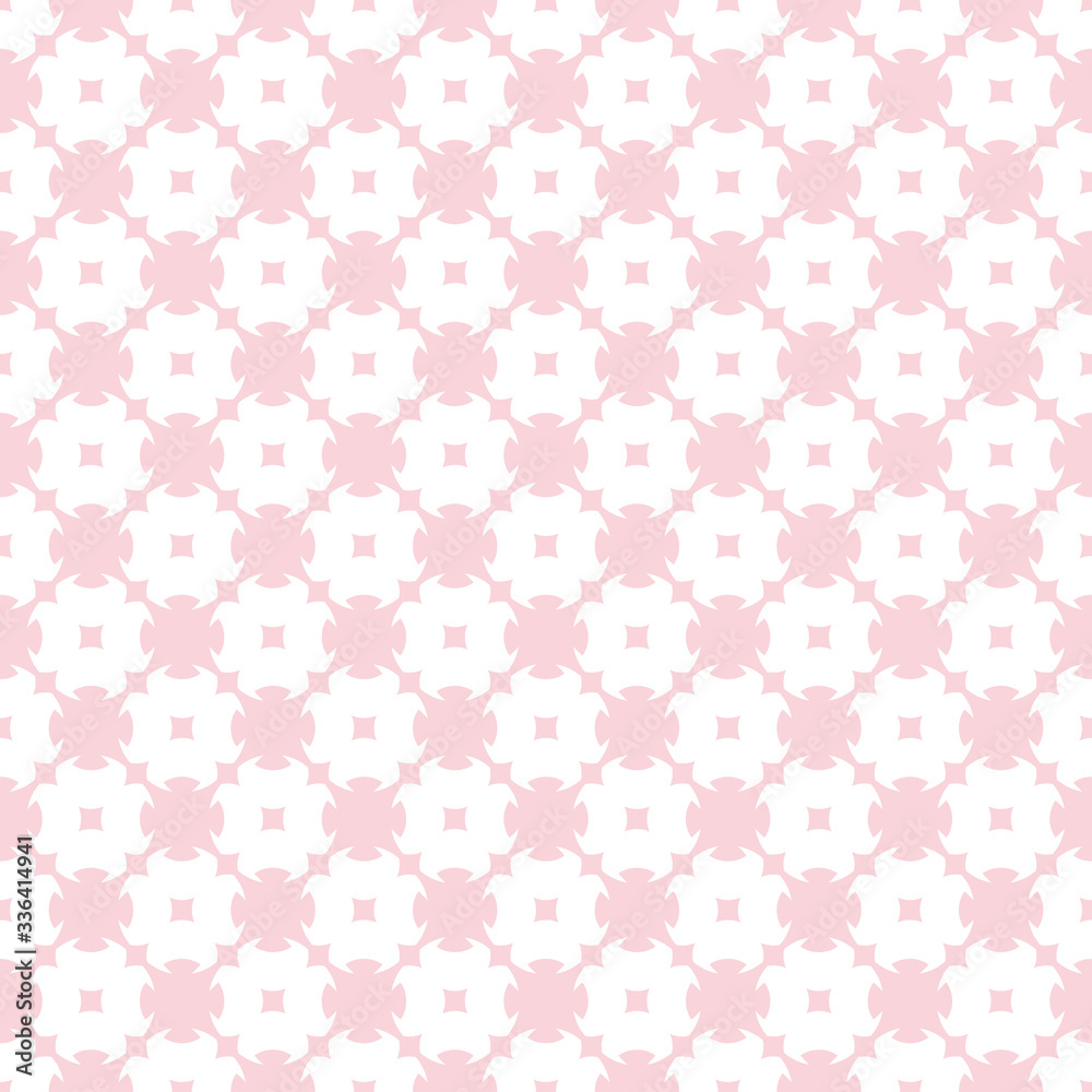 Vector ornamental seamless pattern in soft pastel colors, light pink and white. Elegant floral ornament texture, tiny geometric elements. Abstract repeat background. Design for decoration, wrapping