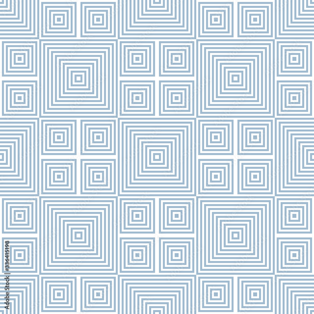 Vector geometric lines pattern. Abstract graphic ornament with stripes and squares. Stylish linear background texture in blue and white colors. Trendy repeatable design for decor, prints, wallpapers Vector geometric lines pattern. Abstract graphic ornament with stripes and squares. Stylish linear background texture in blue and white colors. Trendy repeatable design for decor, prints, wallpapers