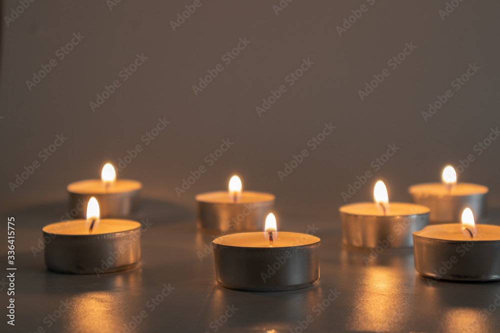 Seven little candles burning, spirituality, religious, tragic moment Seven little candles burning, spirituality, religious, tragic moment