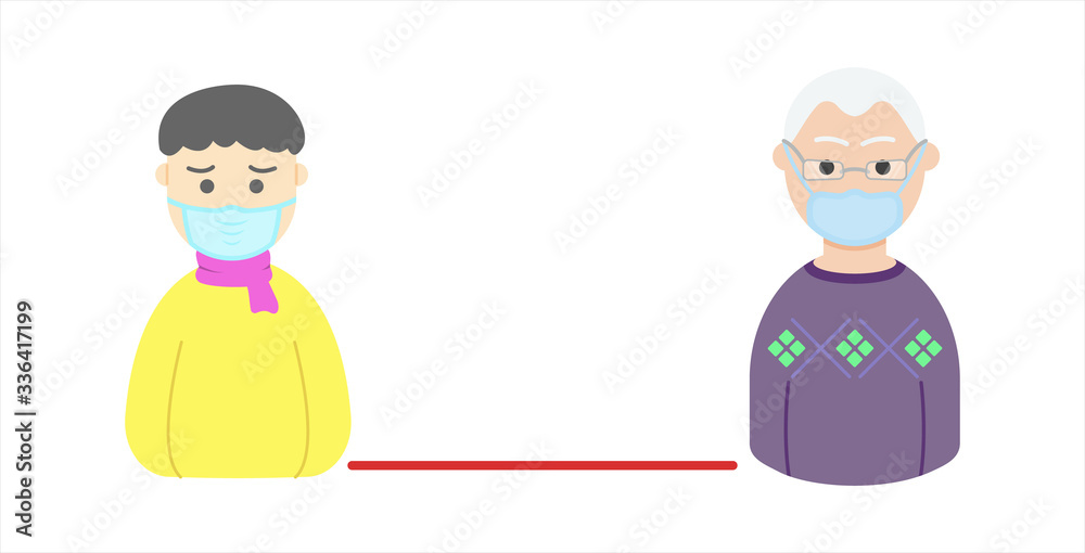 physical distance young and old man physical distance young and old man