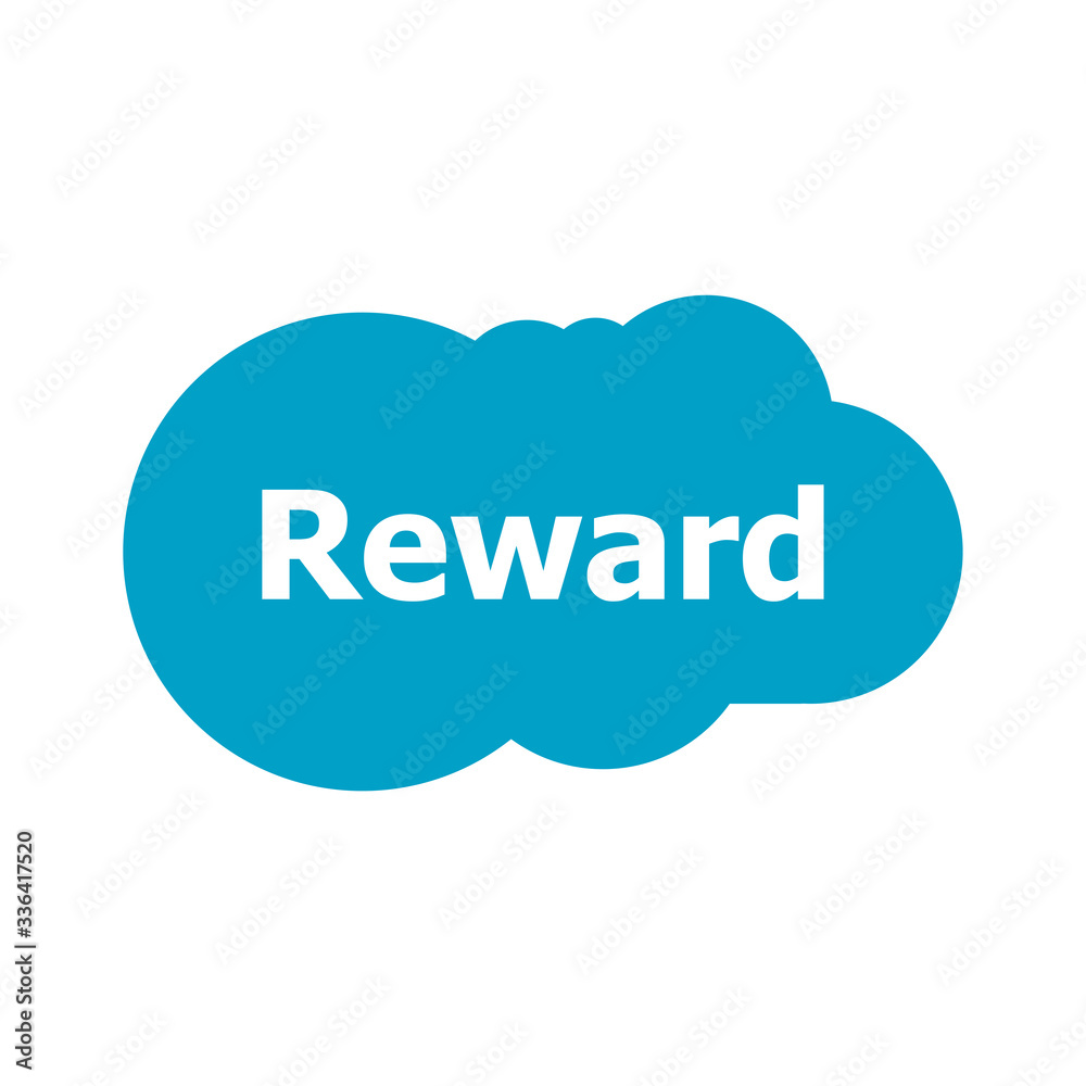 Reward word on abstract blue speech bubble isolated on white background. Rewards concept Reward word on abstract blue speech bubble isolated on white background. Rewards concept
