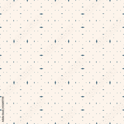 Minimalist vector seamless pattern. Simple minimal geometric texture. Abstract monochrome background with small diamond shapes, tiny rhombuses, dots. Blue and white repeat design for print, decor
