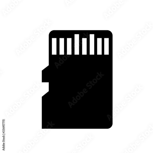 Vector Icon micro SD card isolated on white background. Black silhouette. EPS10