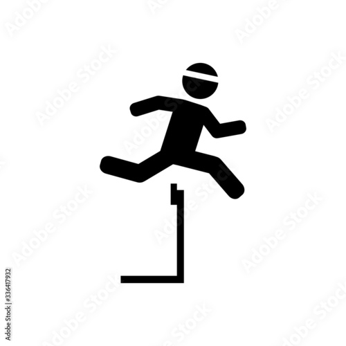 Athlete running hurdles vector icon