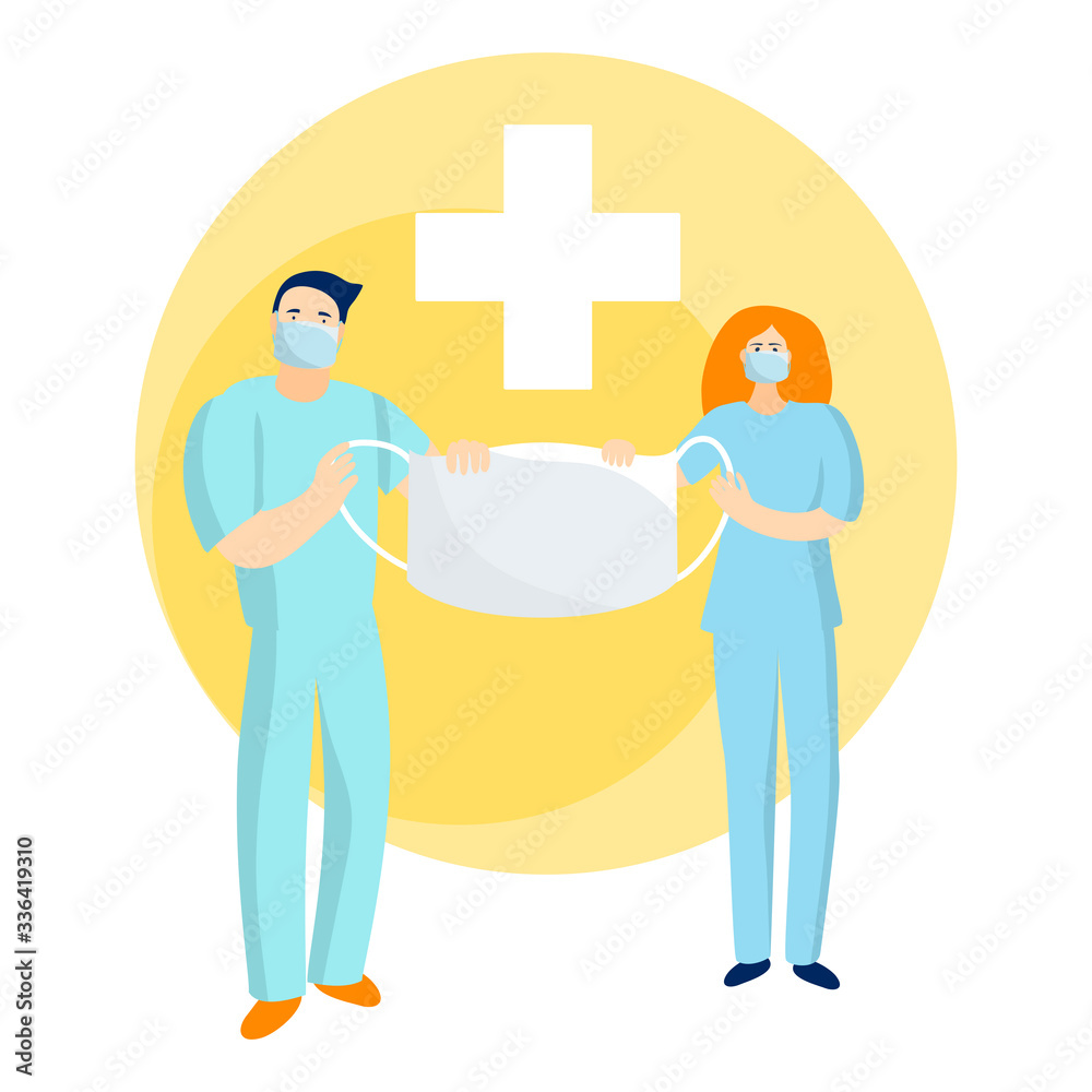 vector doctor man woman mask illustration vector doctor man woman mask illustration