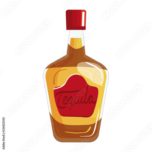 Mexican tequila bottle design, Mexico culture tourism landmark latin and party theme Vector illustration