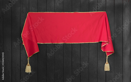 sign of red satin fabric  photo