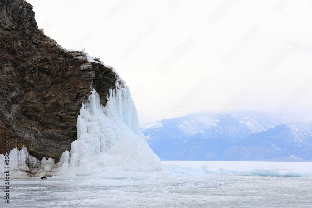 Ice rock lake mountain 