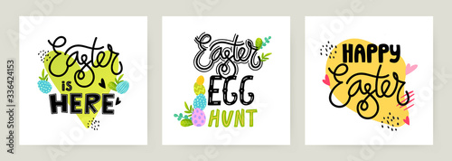 Set of Easter holiday ad lettering elements.