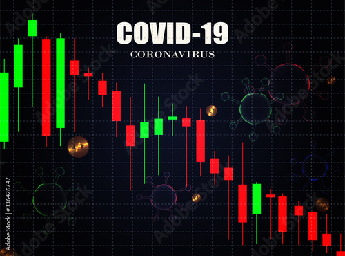 Stock market chart in down trend crisis from covid19 virus outbreak