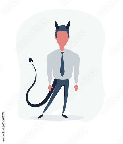 Cartoon devil Satan businessman. Vector flat design illustration.