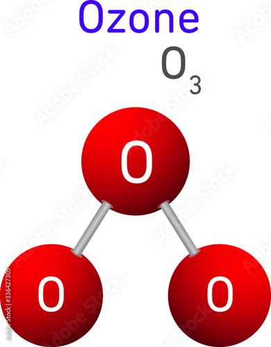 Ozone O3 Structural Chemical Formula Model