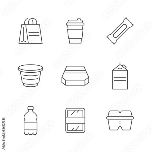 Set line icons of food packaging