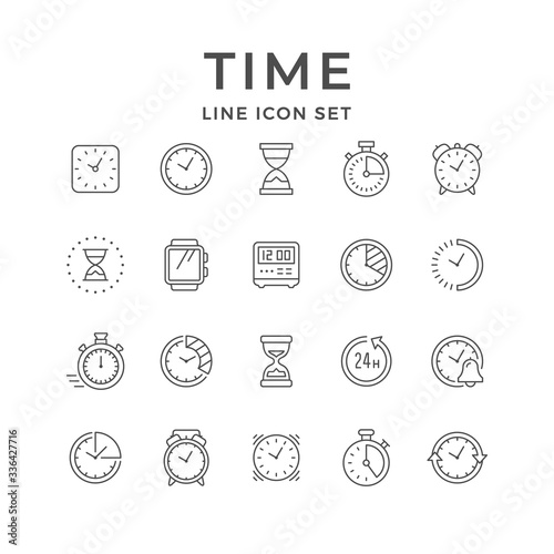 Set line icons of time
