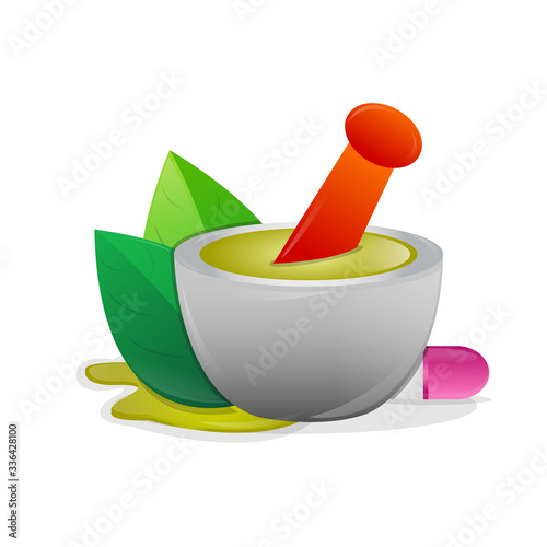 mortar and pestle natural vector illustration