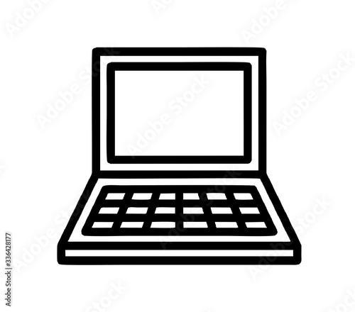 laptop in black and white isolated vector for sign, logo, apps or websites