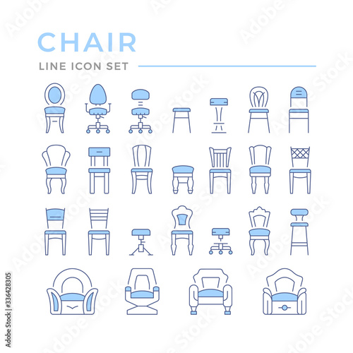 Set color line icons of chair