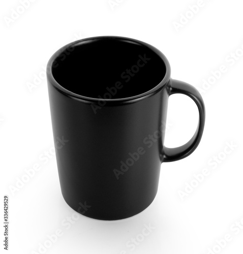 empty black cup on white background