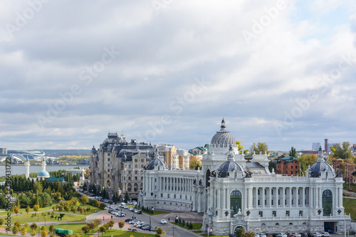 Autumn view of Agricultural Palace in Kazan. Building of the Ministry of Agriculture and Food (Palace of Farmers) in Kazan, Republic of Tatarstan, Russia. Palace Square.