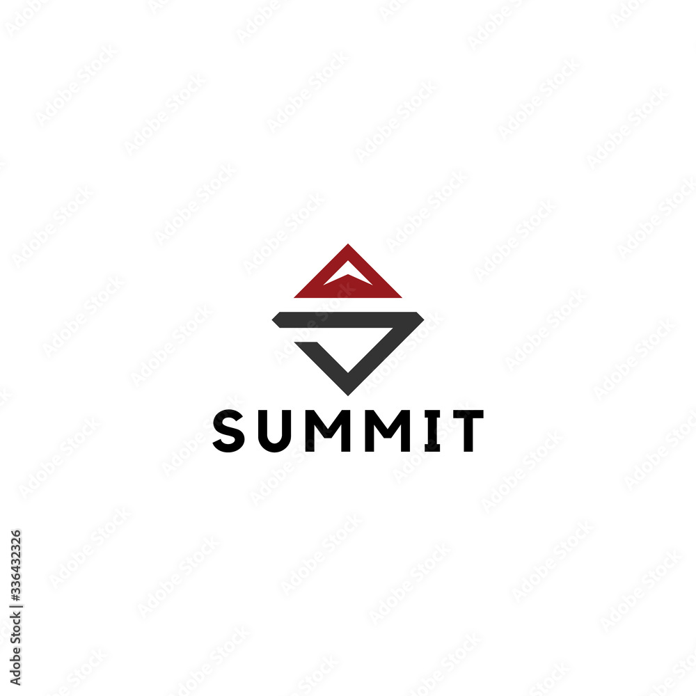 summit illustration and symbol, vector illustration, mountain logo.