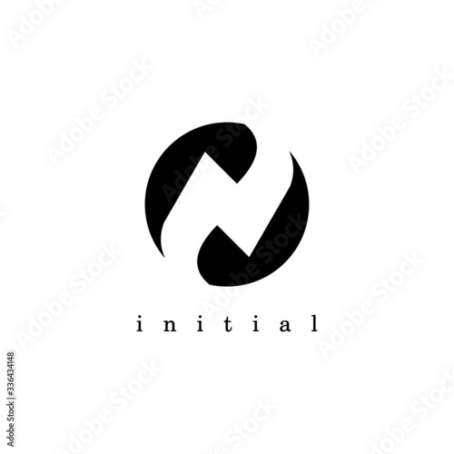 N Letter Black logo silhouette design.