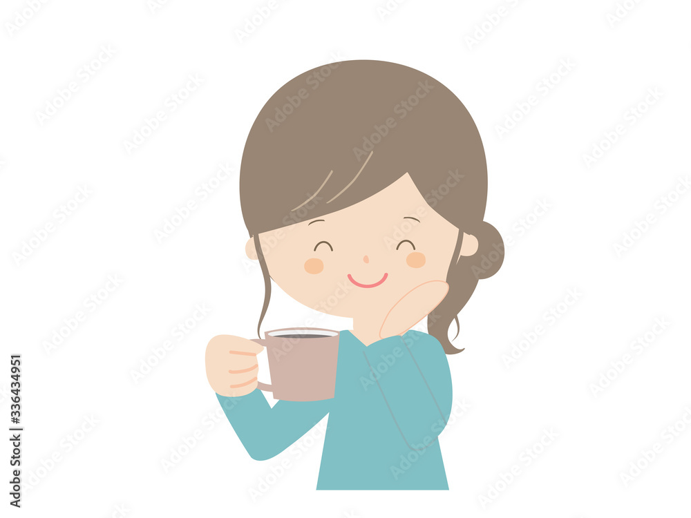 Woman being healed after drinking coffee Woman being healed after drinking coffee