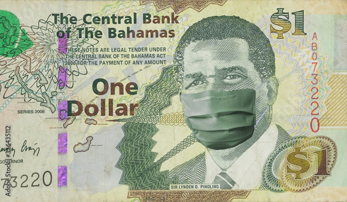 Wallpaper Mural COVID-19 coronavirus in Bahamas, bahamian dollar money bill with face mask. COVID global stock market. World economy hit by corona virus outbreak. Financial crisis and coronavirus pandemic concept. Torontodigital.ca
