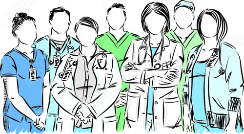 NURSES AND DOCTORS MEDICAL STAFF VECTOR ILLUSTRATION