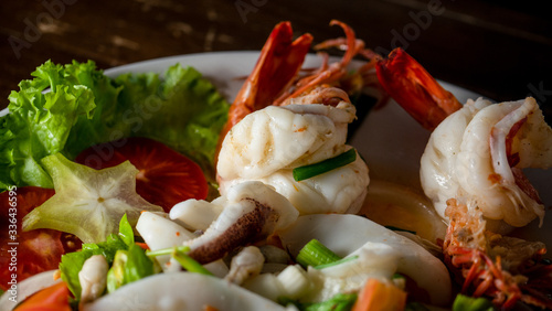 Spicy Salad with seafood thai style