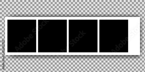 Realistic photo frames in mockup style. Isolated blank for photo on transparent background. Empty 4 photo card. Horizontal vector illustartion