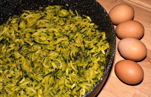 Homemade zucchini omelette preparation 1