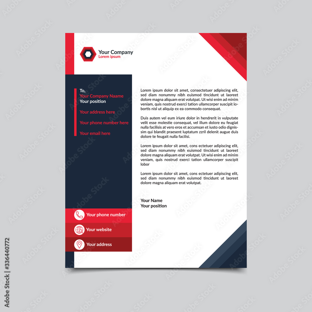 Letterhead template design vector illustration with silver background