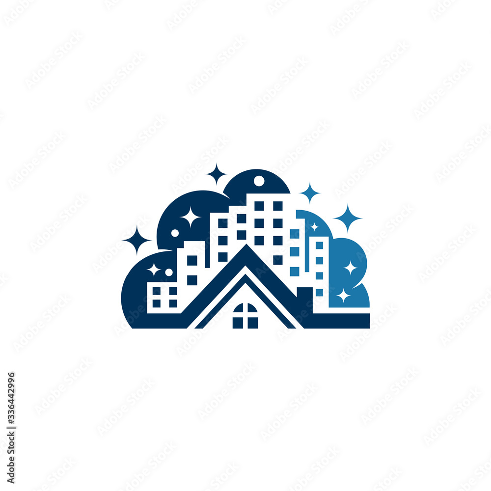 House Building Cleaning Logo Design Vector