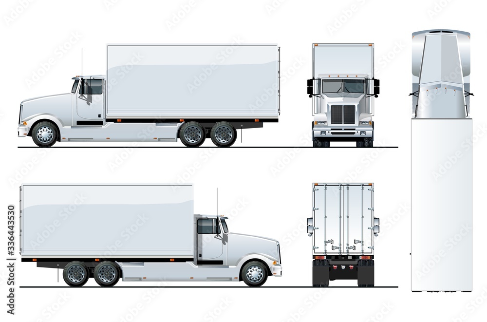 Vector truck template isolated on white for car branding and advertising. Available EPS-10 separated by groups and layers.